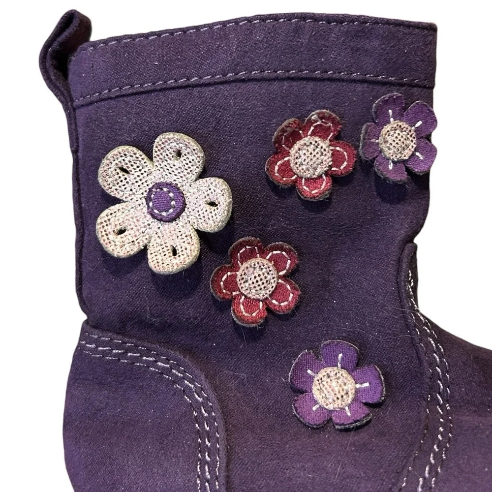 NORDSTROM RACK Boots Toddler 5D Purple Faux Suede Flower Applique Side Zip